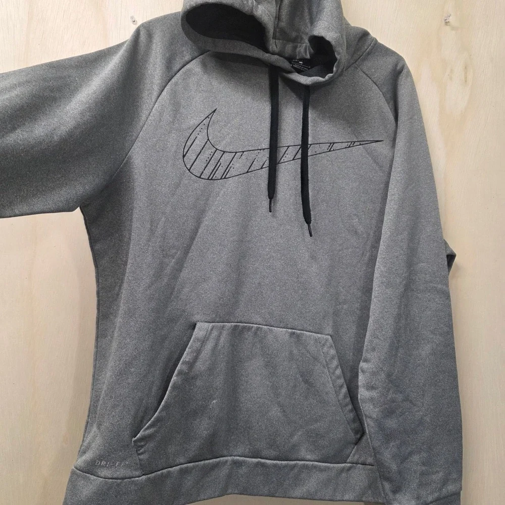Nike Dri-FIT Mens Large Gray Heathered Pullover Hoodie Fleece Sweatshirt